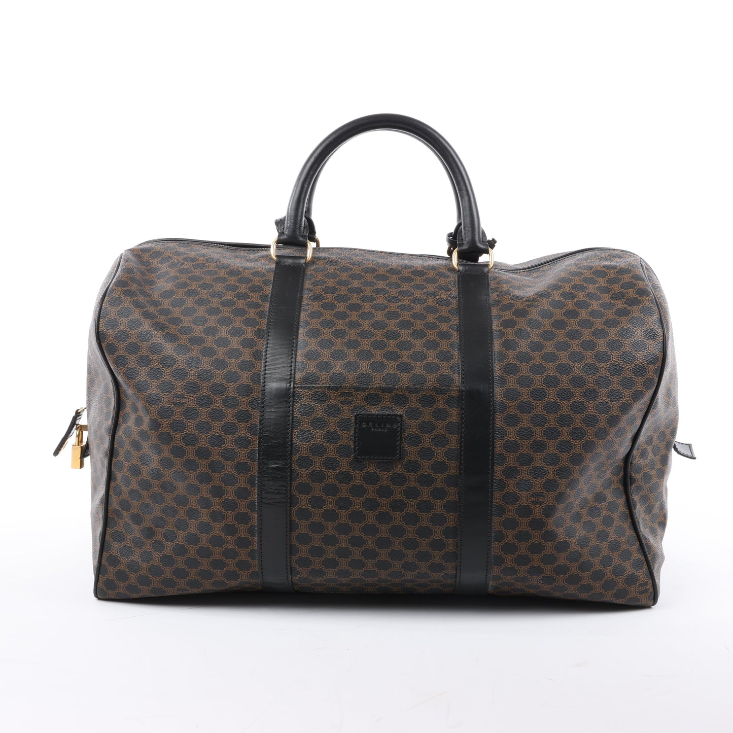 Celine Macadam PVC & Leather Boston Travel bag in Black × Brown