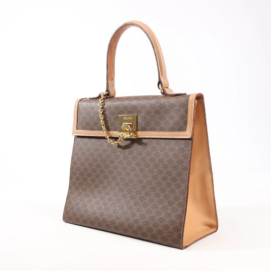 Celine Macadam PVC & Leather Handbag in Brown