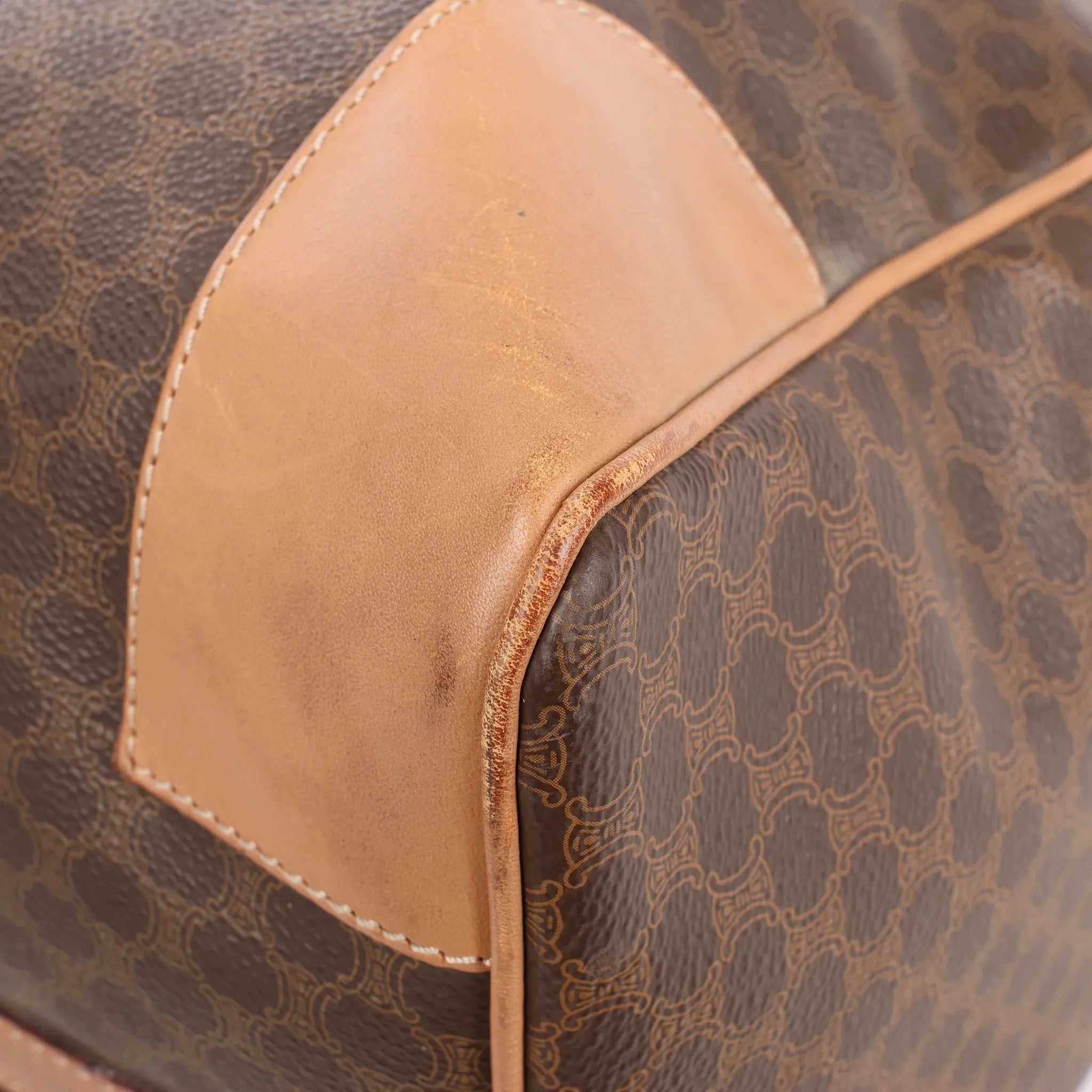 Celine Macadam Boston PVC & Leather Travel Bag in Brown