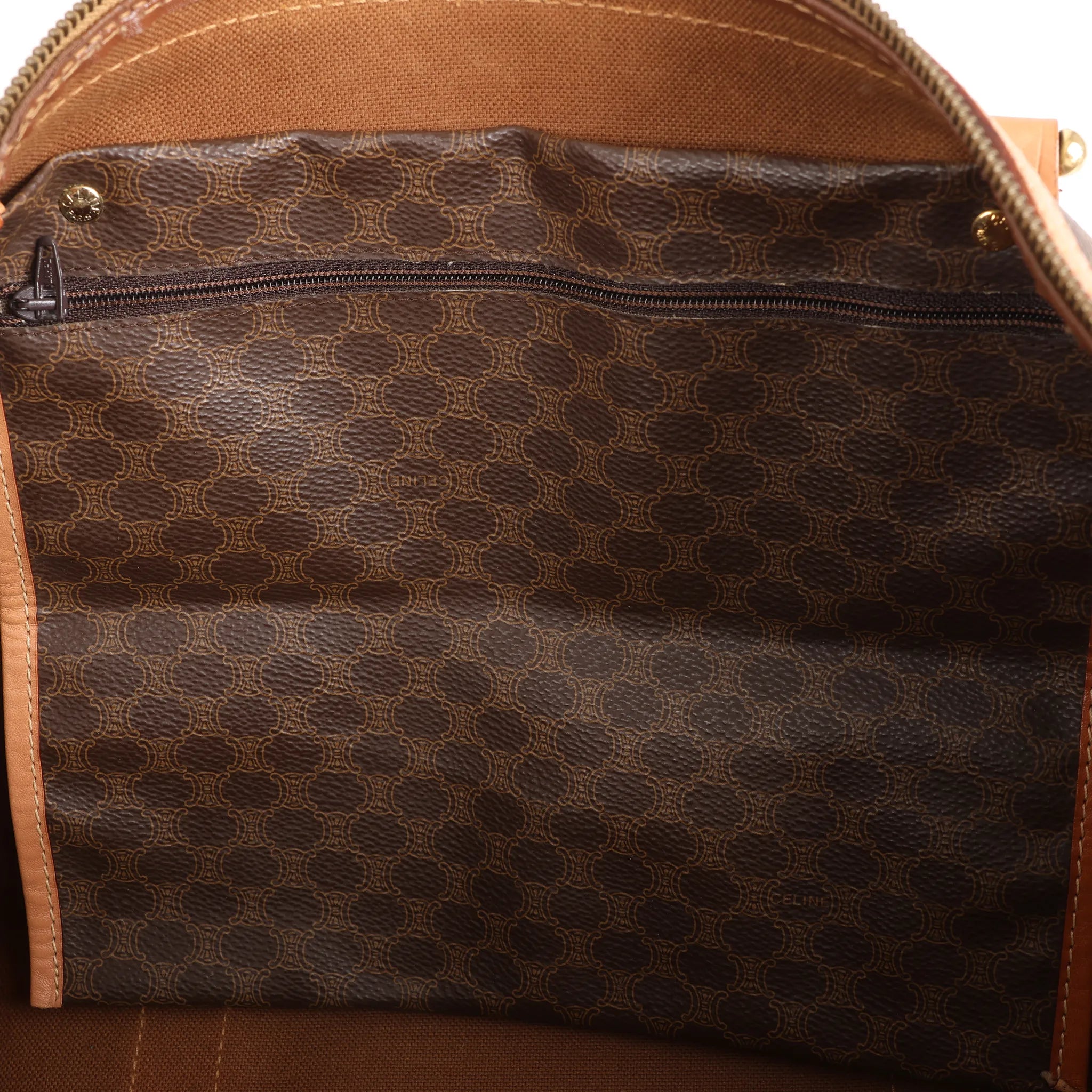 Celine Macadam Boston PVC & Leather Travel Bag in Brown