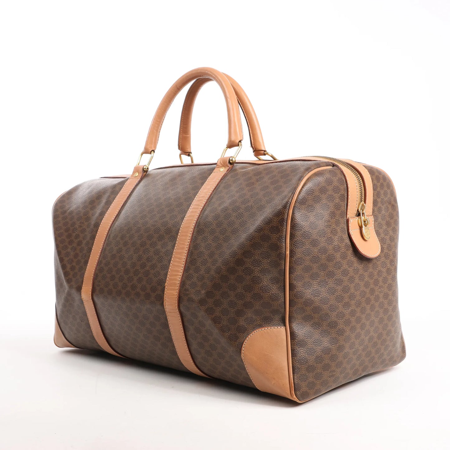 Celine Macadam Boston Reisetasche aus PVC und Leder in Braun