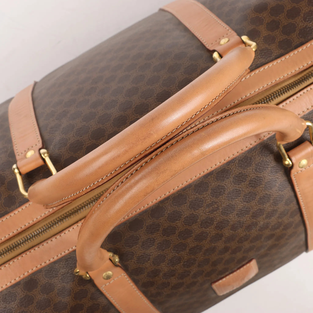 Celine Macadam Boston PVC & Leather Travel Bag in Brown