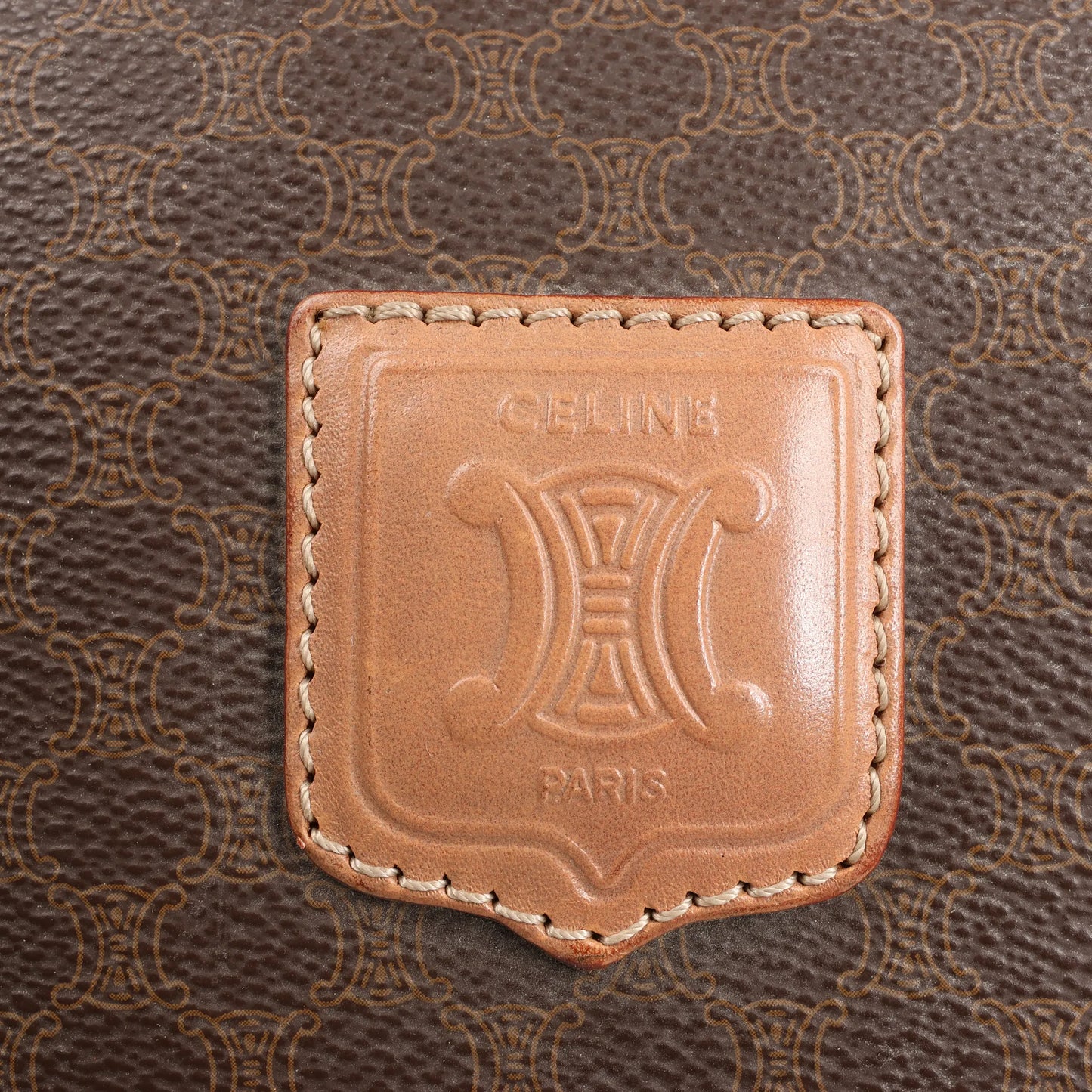 Celine Macadam Boston Reisetasche aus PVC und Leder in Braun