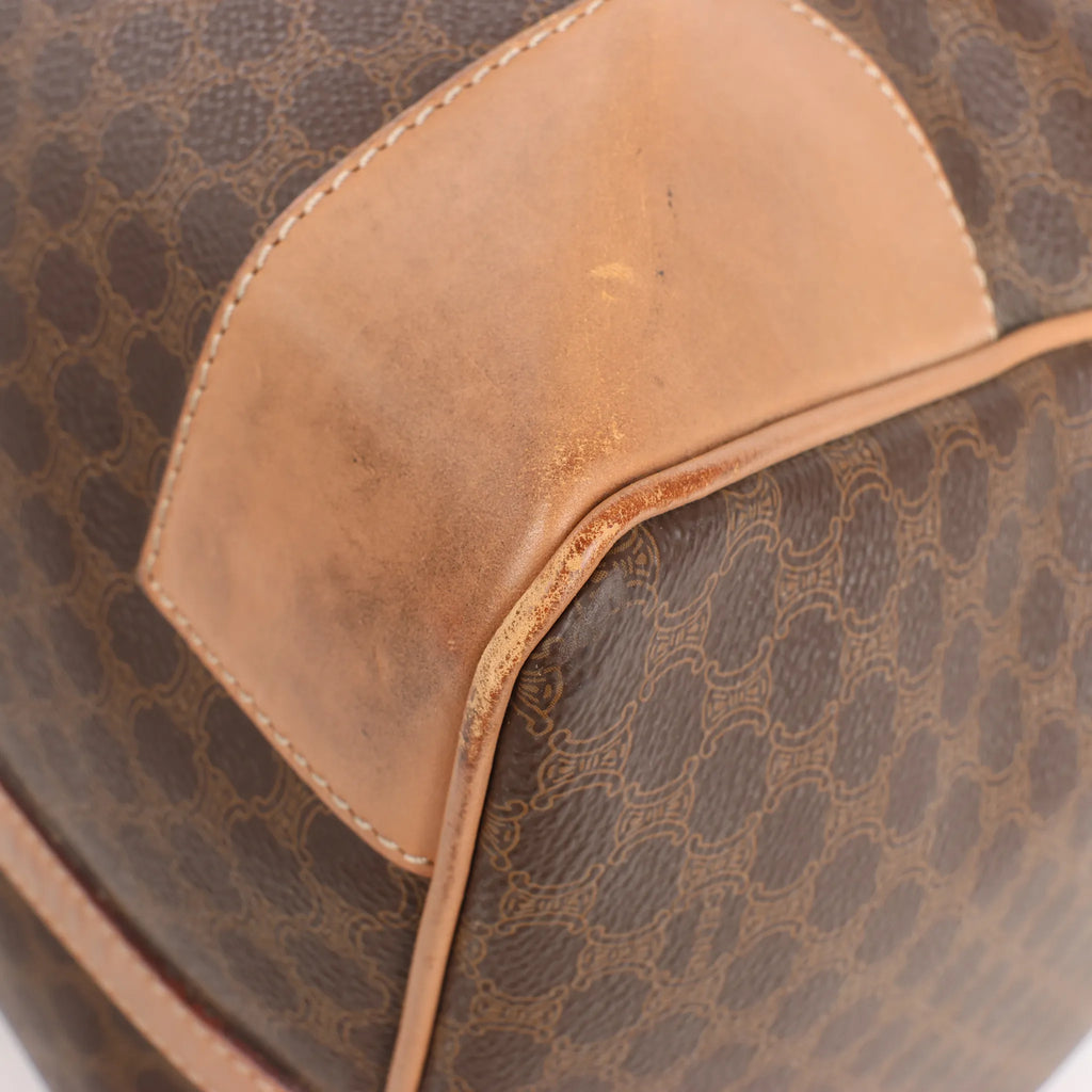 Celine Macadam Boston PVC & Leather Travel Bag in Brown