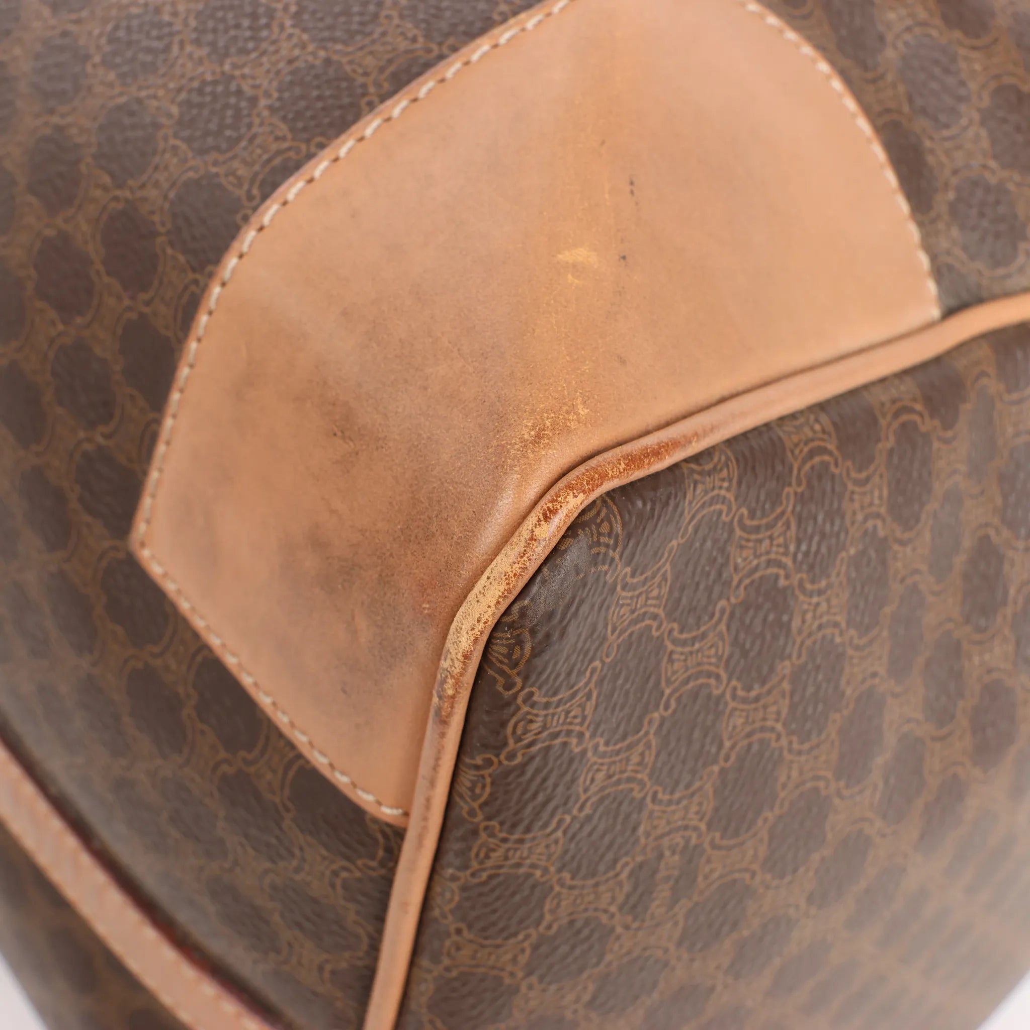Celine Macadam Boston PVC & Leather Travel Bag in Brown