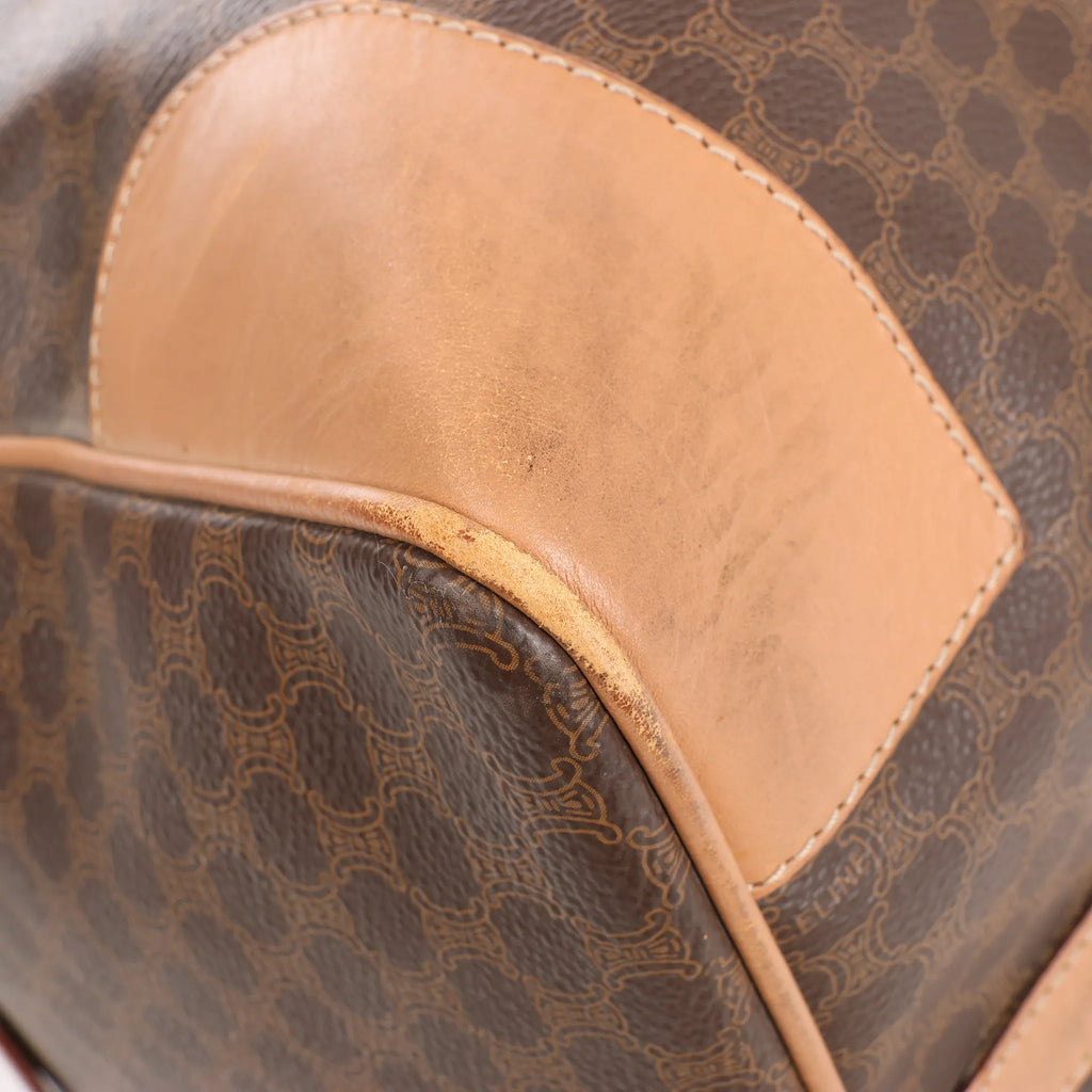 Celine Macadam Boston PVC & Leather Travel Bag in Brown