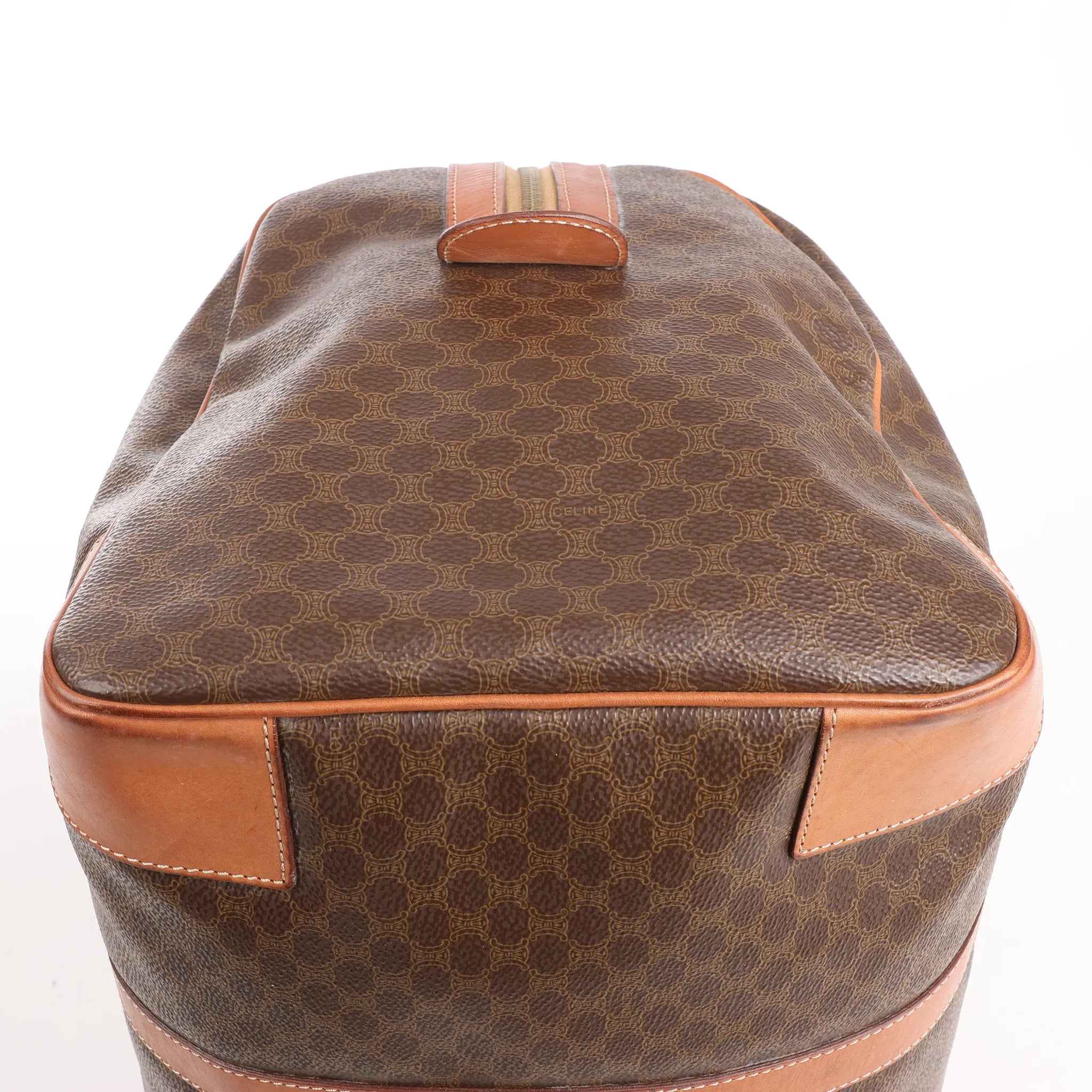 Celine Macadam Boston PVC & Leather Travel Bag in Brown