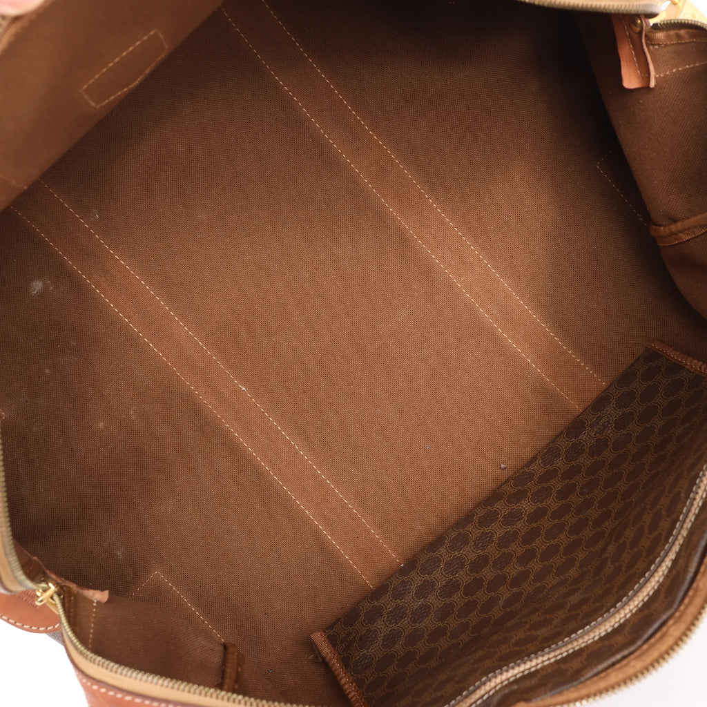 Celine Macadam Boston PVC & Leather Travel Bag in Brown