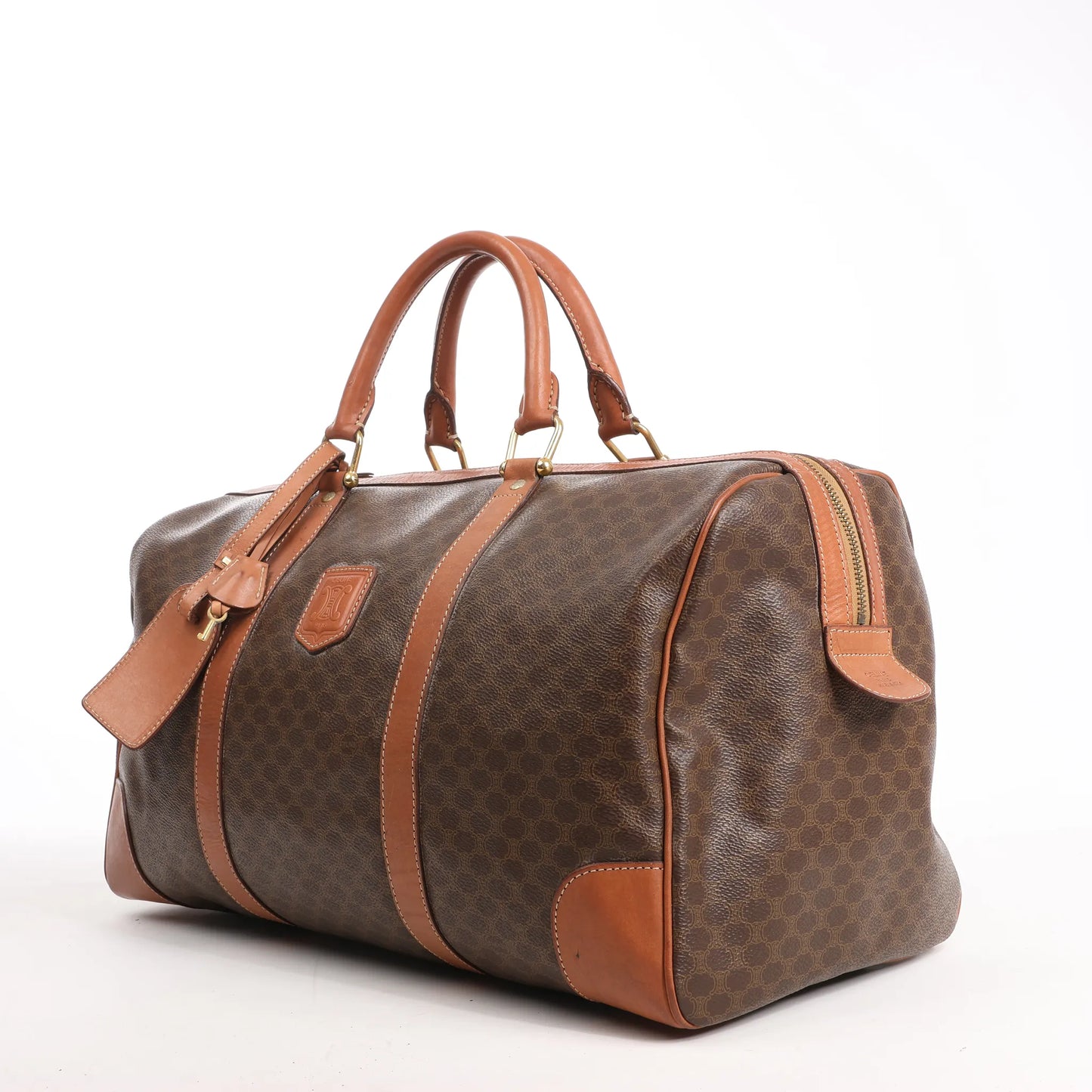 Celine Macadam Boston Reisetasche aus PVC und Leder in Braun