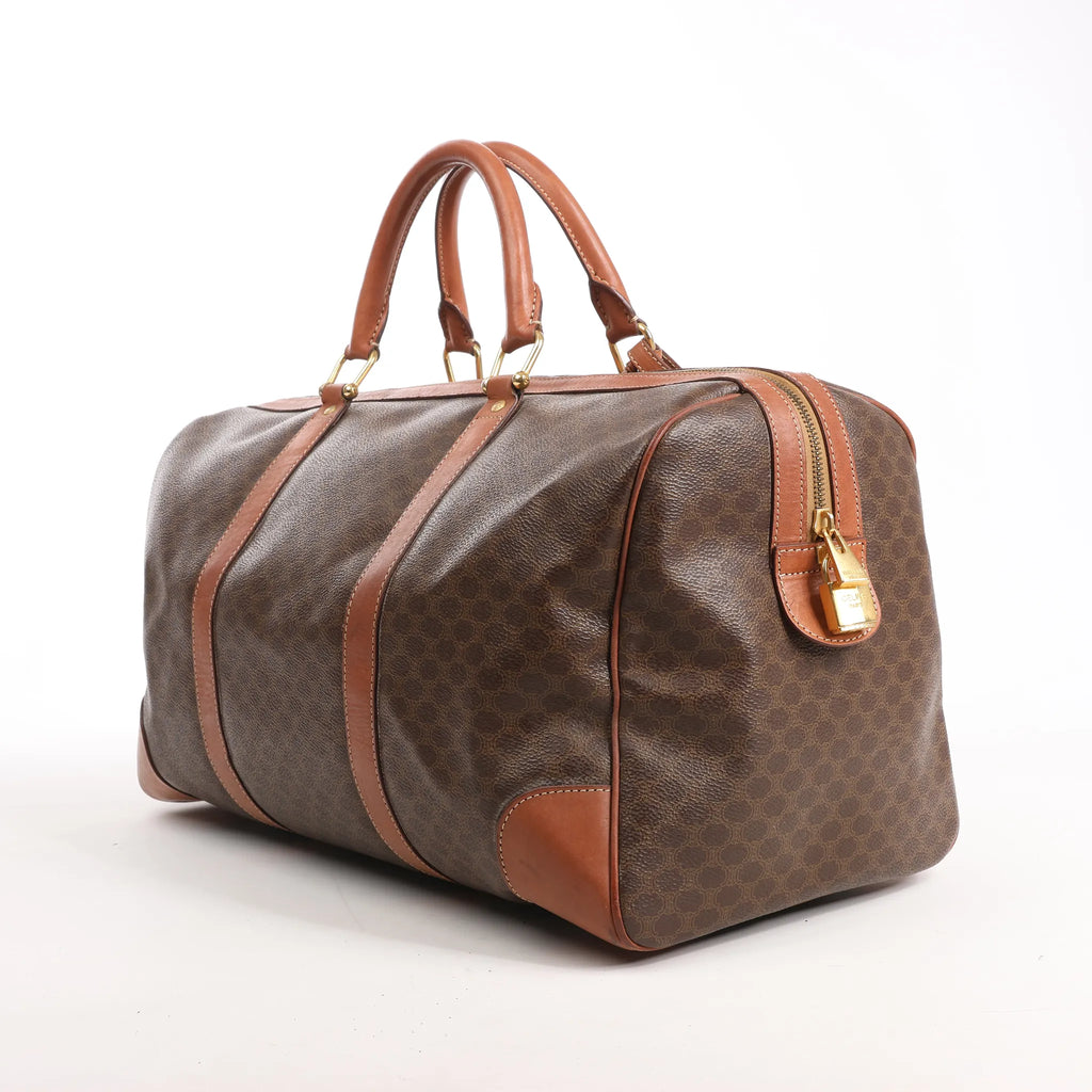 Celine Macadam Boston PVC & Leather Travel Bag in Brown