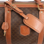 Celine Macadam Boston PVC & Leather Travel Bag in Brown