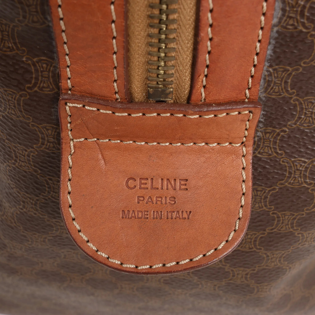 Celine Macadam Boston PVC & Leather Travel Bag in Brown