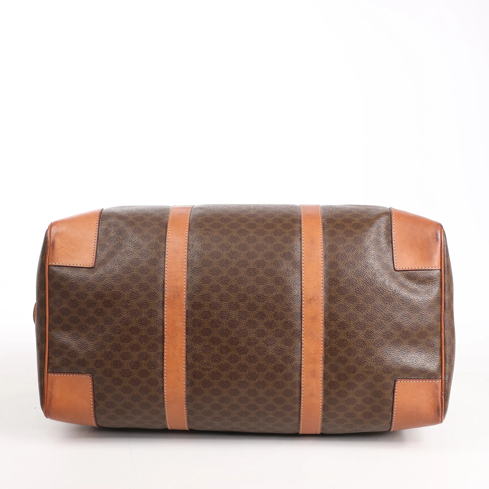 Celine Macadam Boston PVC & Leather Travel Bag in Brown