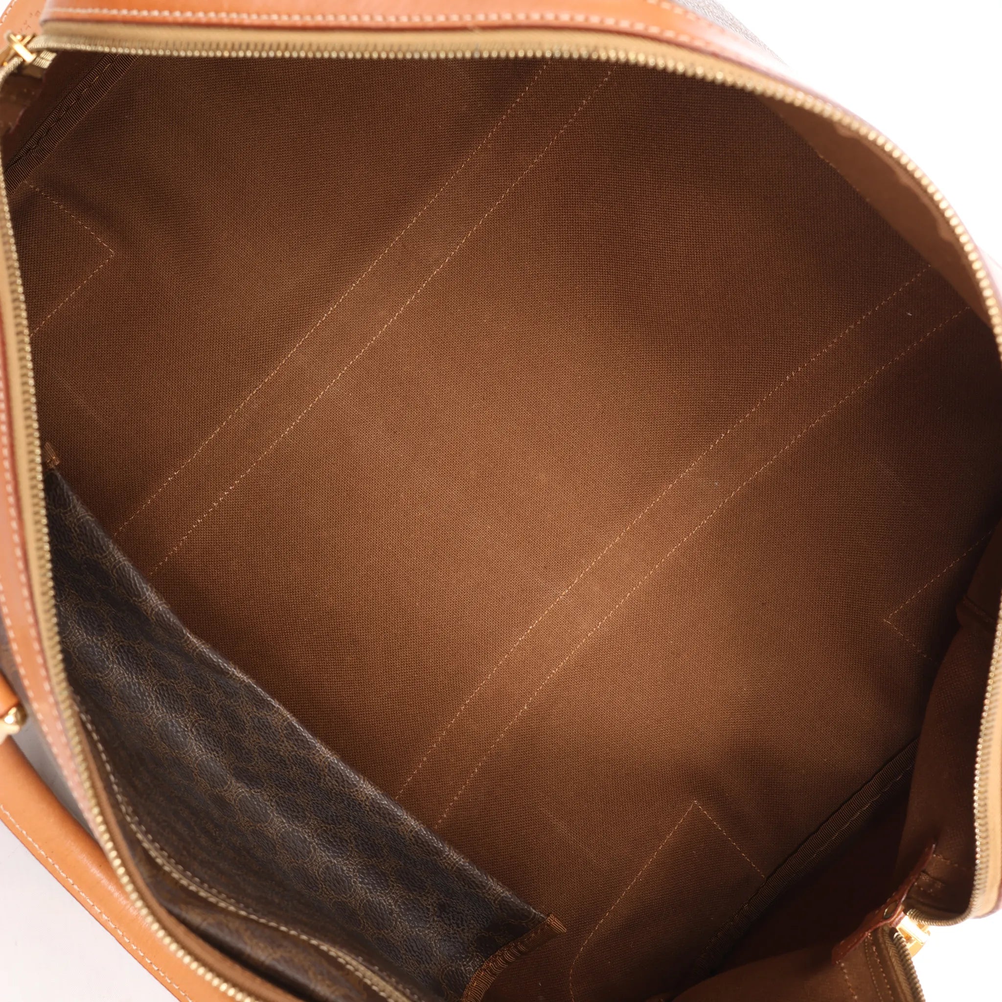 Celine Macadam Boston PVC & Leather Travel Bag in Brown