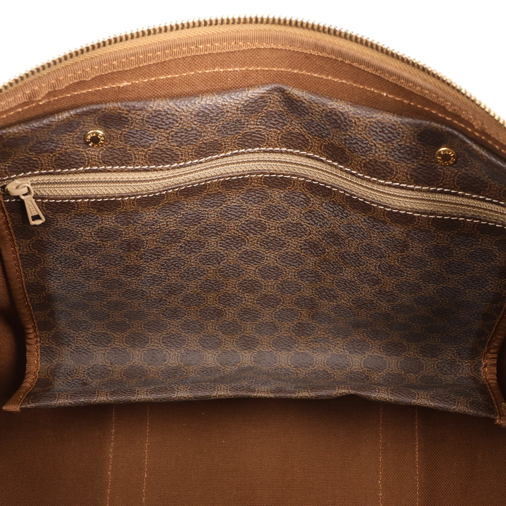 Celine Macadam Boston PVC & Leather Travel Bag in Brown