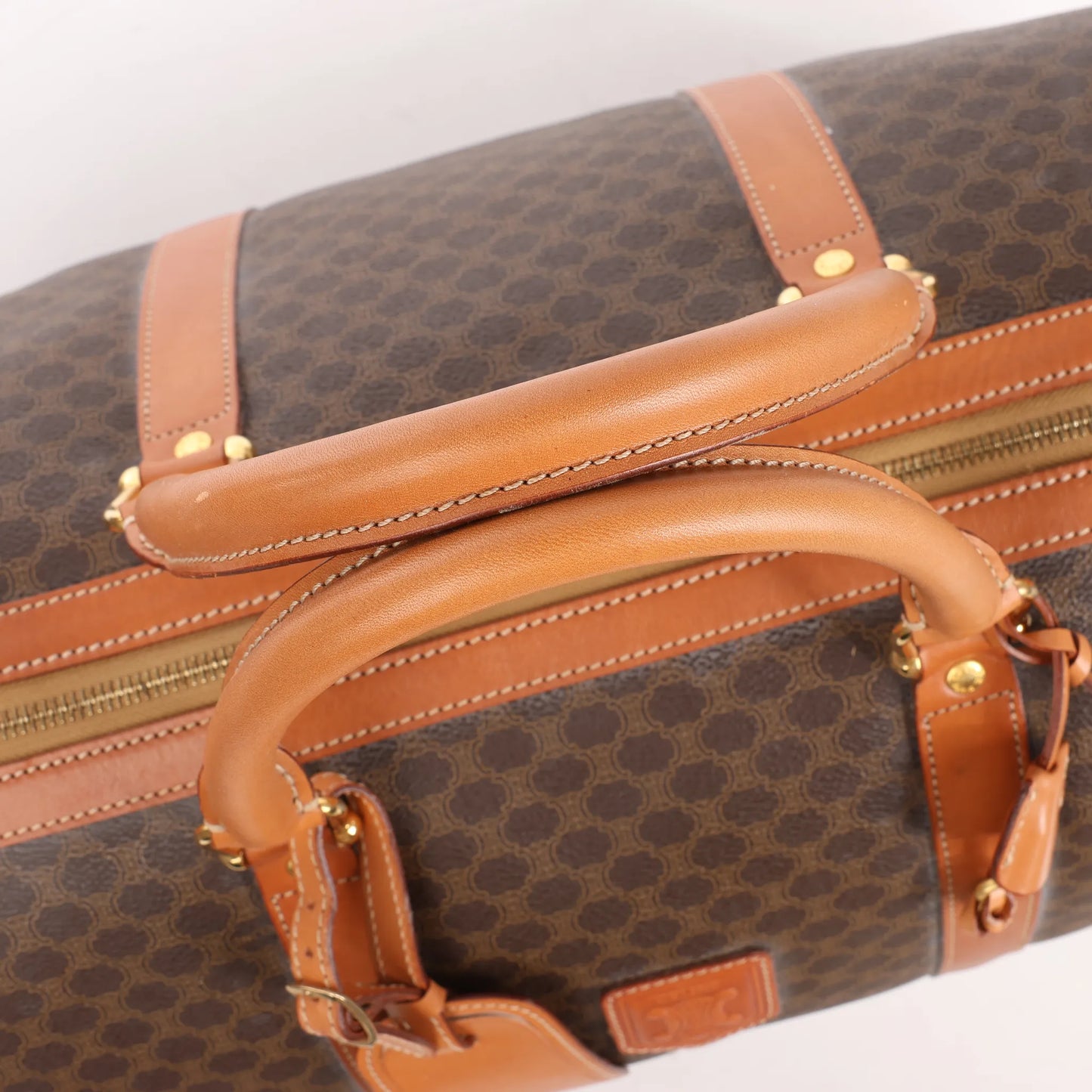 Celine Macadam Boston Reisetasche aus PVC und Leder in Braun