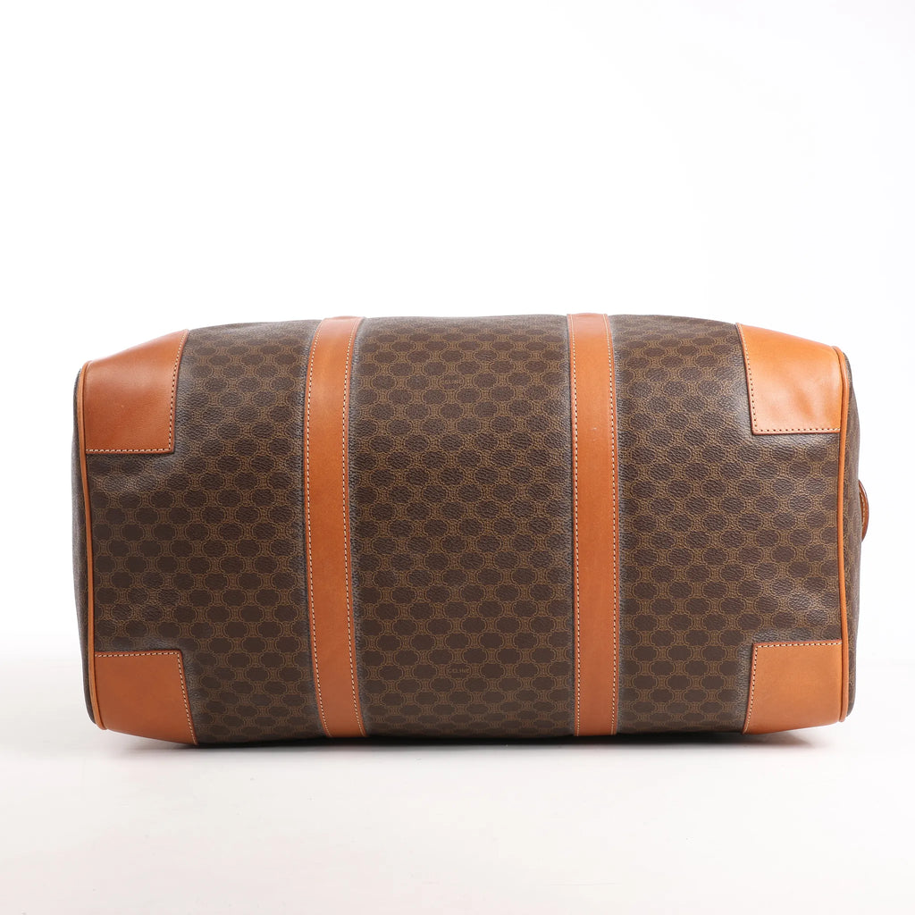 Celine Macadam Boston PVC & Leather Travel Bag in Brown