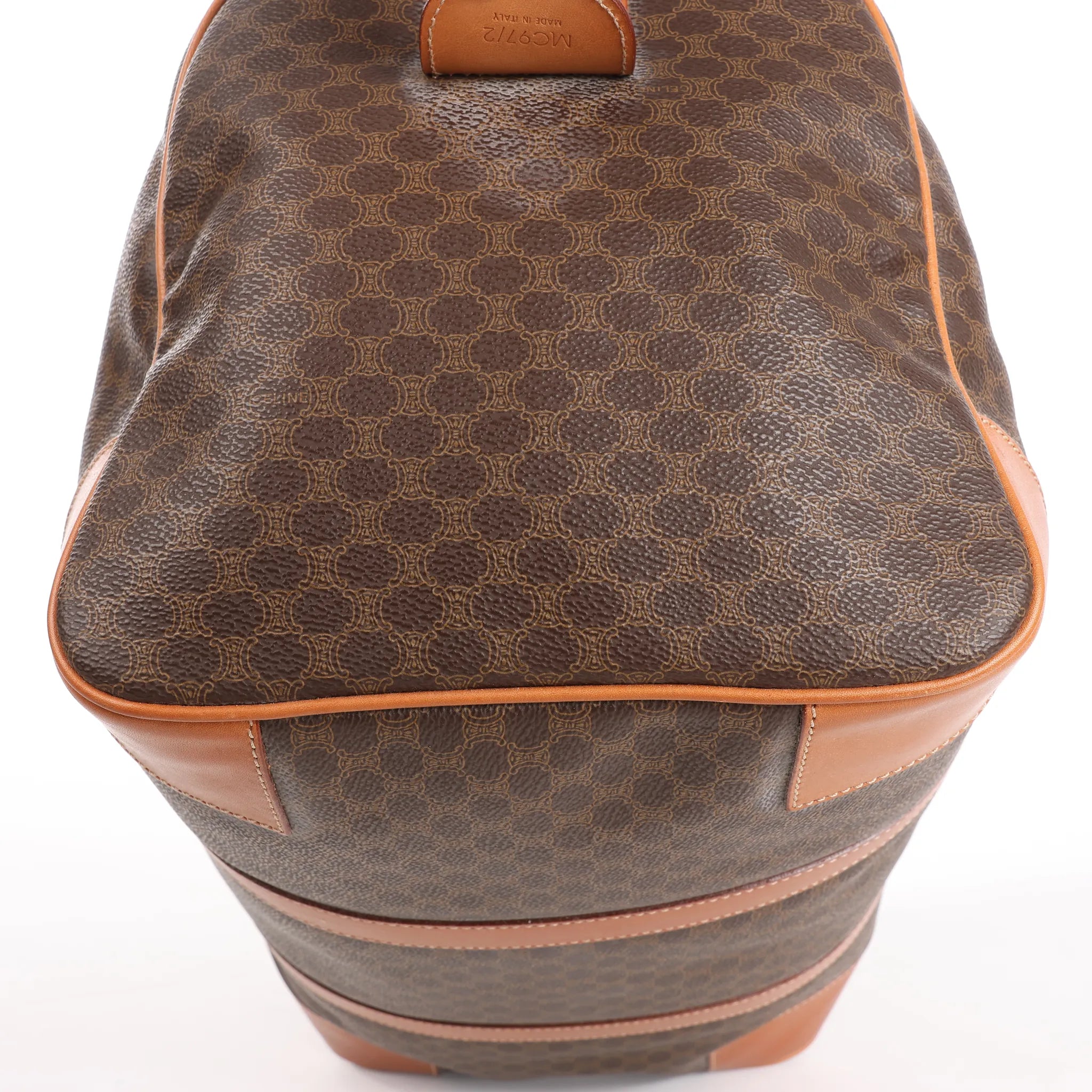 Celine Macadam Boston PVC & Leather Travel Bag in Brown