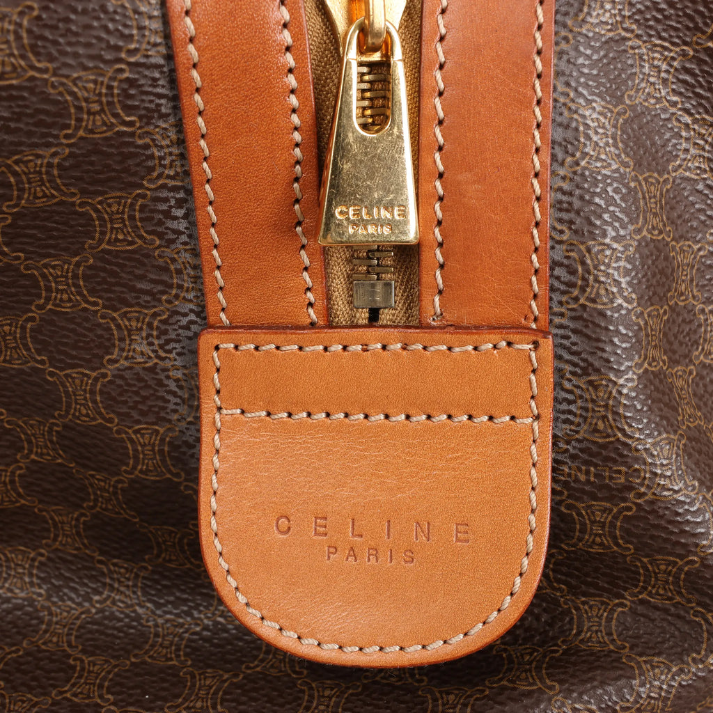 Celine Macadam Boston PVC & Leather Travel Bag in Brown