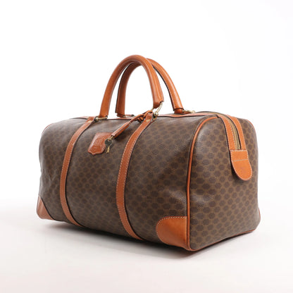 Celine Macadam Boston PVC & Leather Travel Bag in Brown