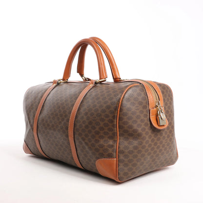 Celine Macadam Boston PVC & Leather Travel Bag in Brown