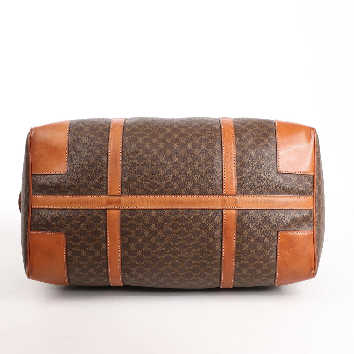 Celine Macadam Boston PVC & Leather Travel Bag in Brown