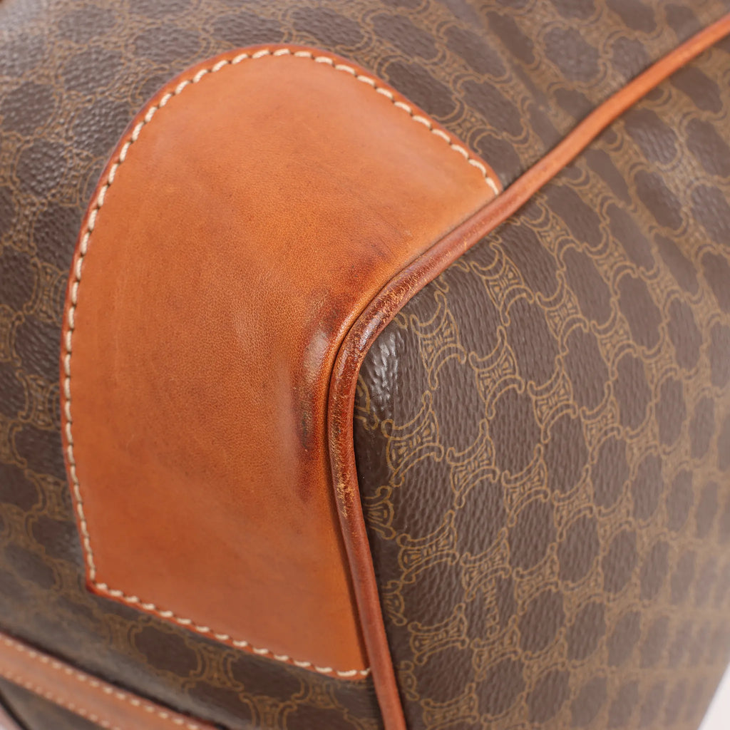 Celine Macadam Boston PVC & Leather Travel Bag in Brown