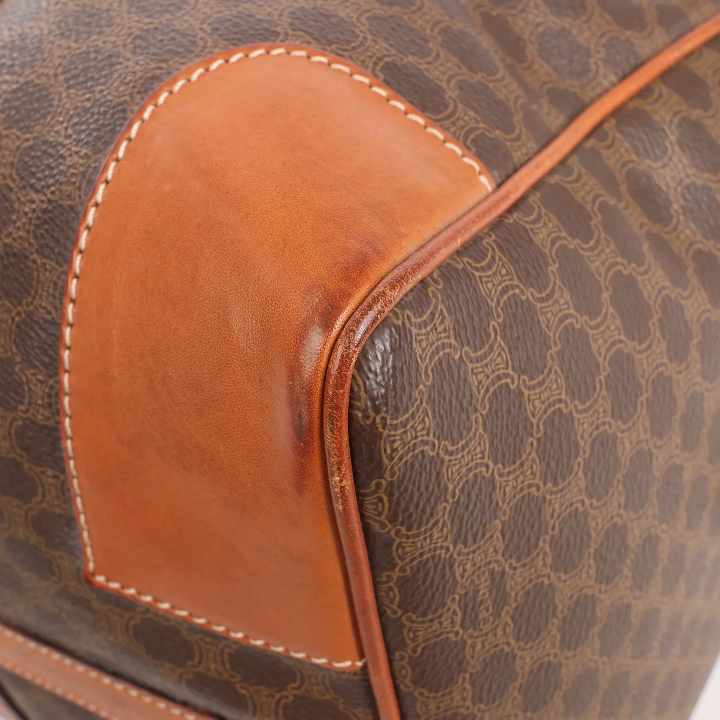 Celine Macadam Boston PVC & Leather Travel Bag in Brown