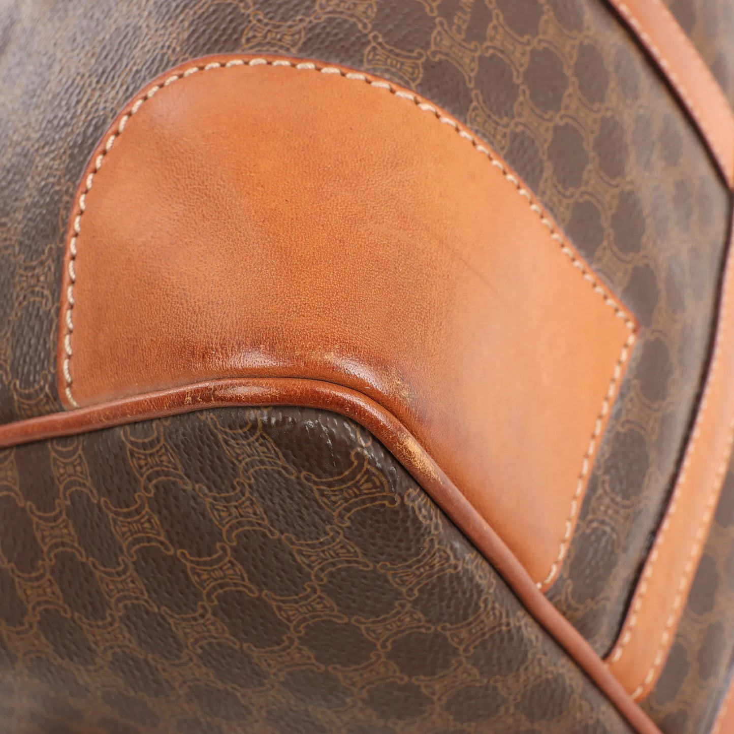 Celine Macadam Boston PVC & Leather Travel Bag in Brown