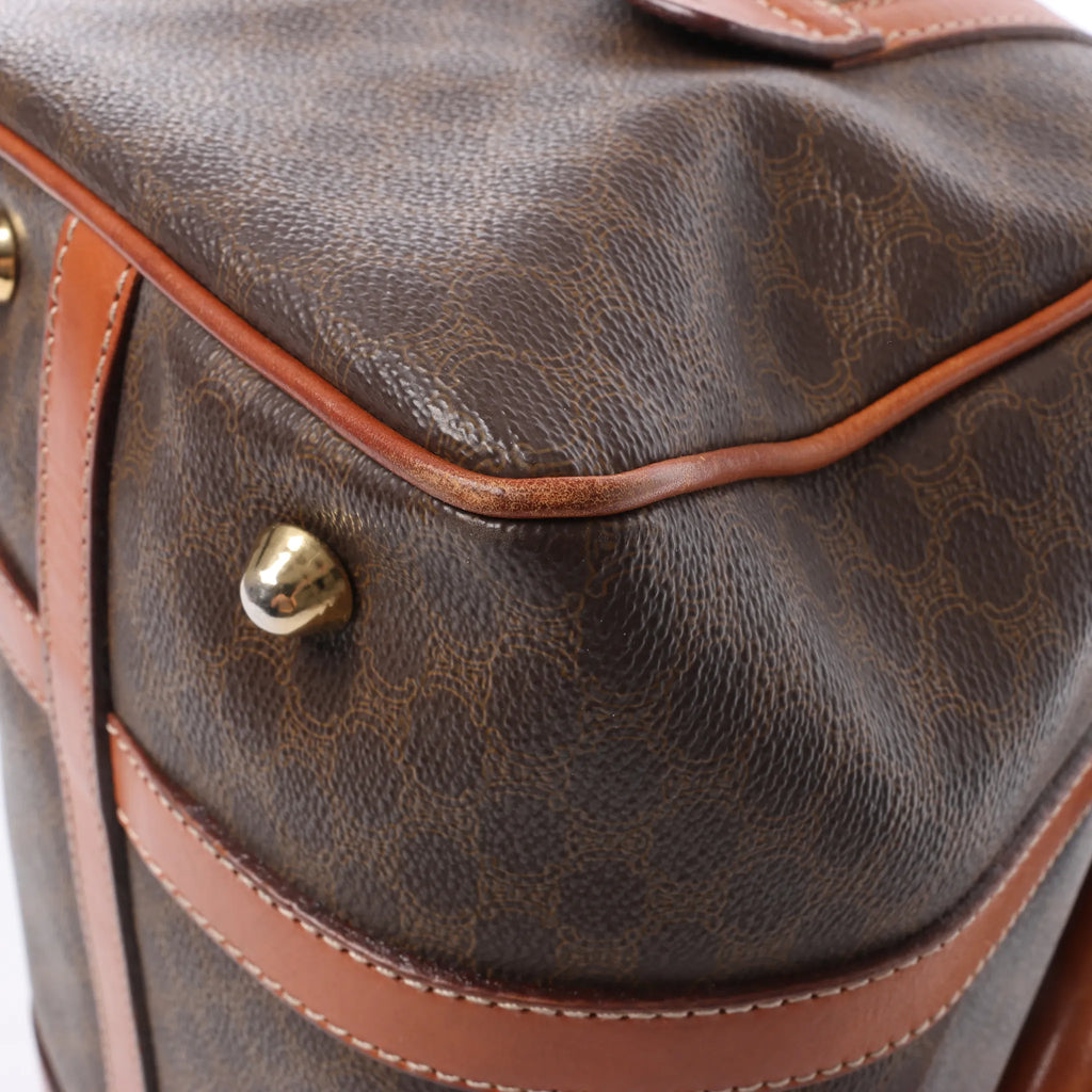 Celine Macadam Boston PVC & Leather Handbag in Brown