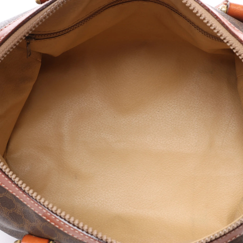Celine Macadam Boston PVC & Leather Handbag in Brown