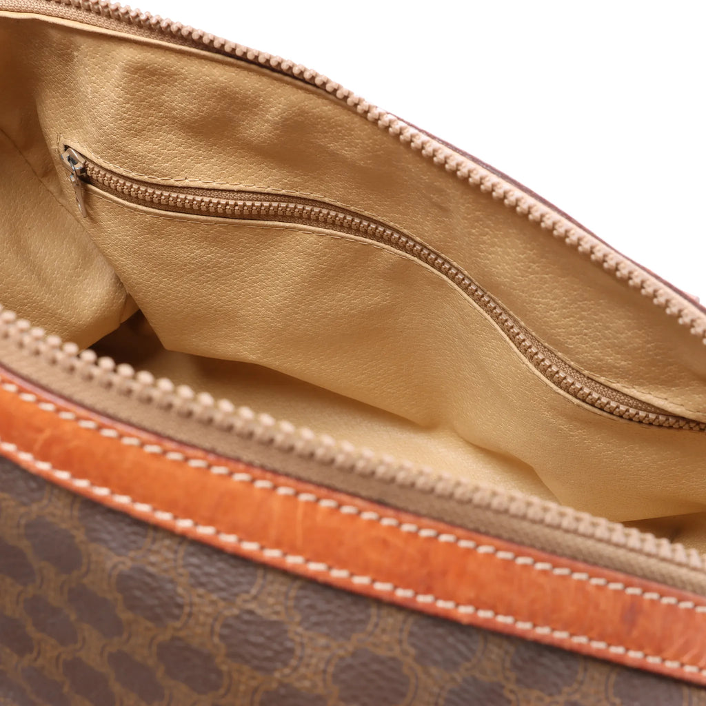 Celine Macadam Boston PVC & Leather Handbag in Brown