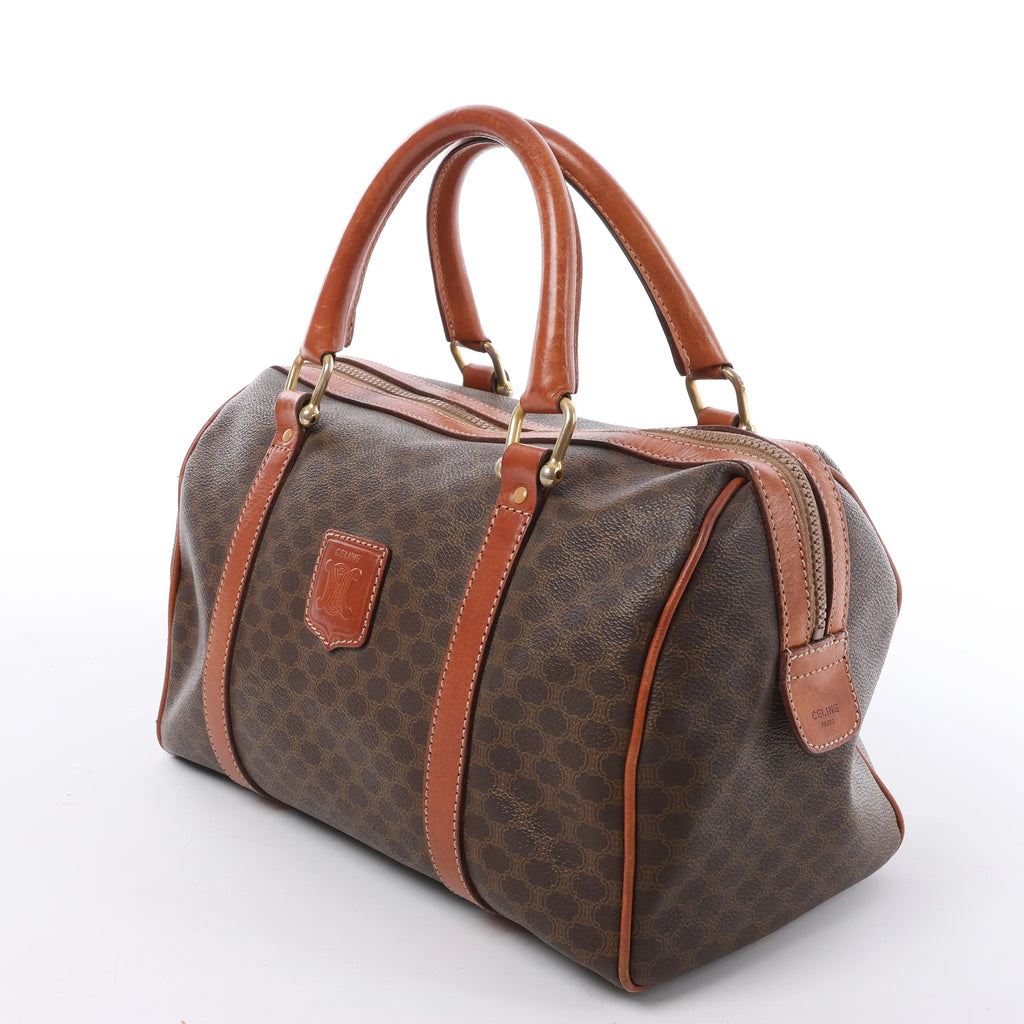 Celine Macadam Boston PVC & Leather Handbag in Brown