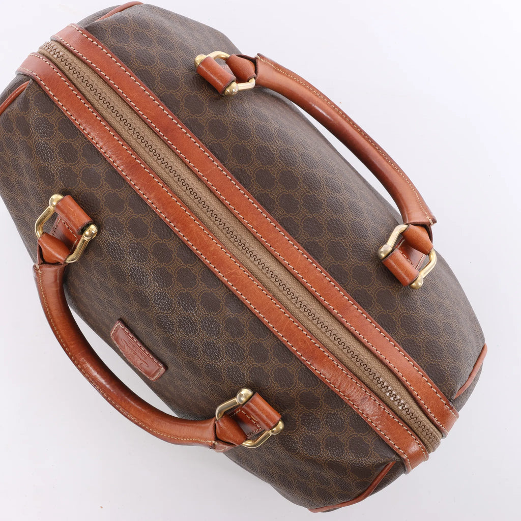 Celine Macadam Boston PVC & Leather Handbag in Brown