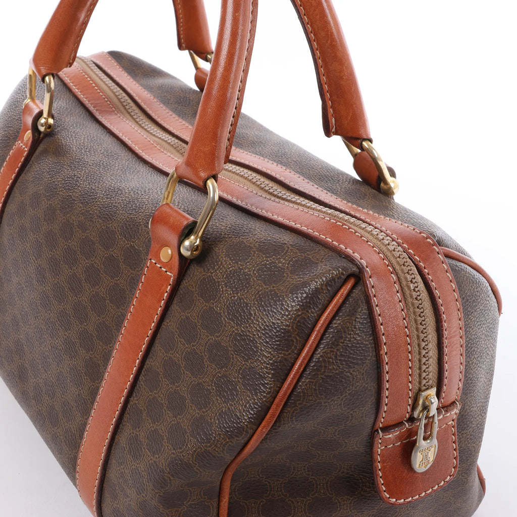 Celine Macadam Boston PVC & Leather Handbag in Brown