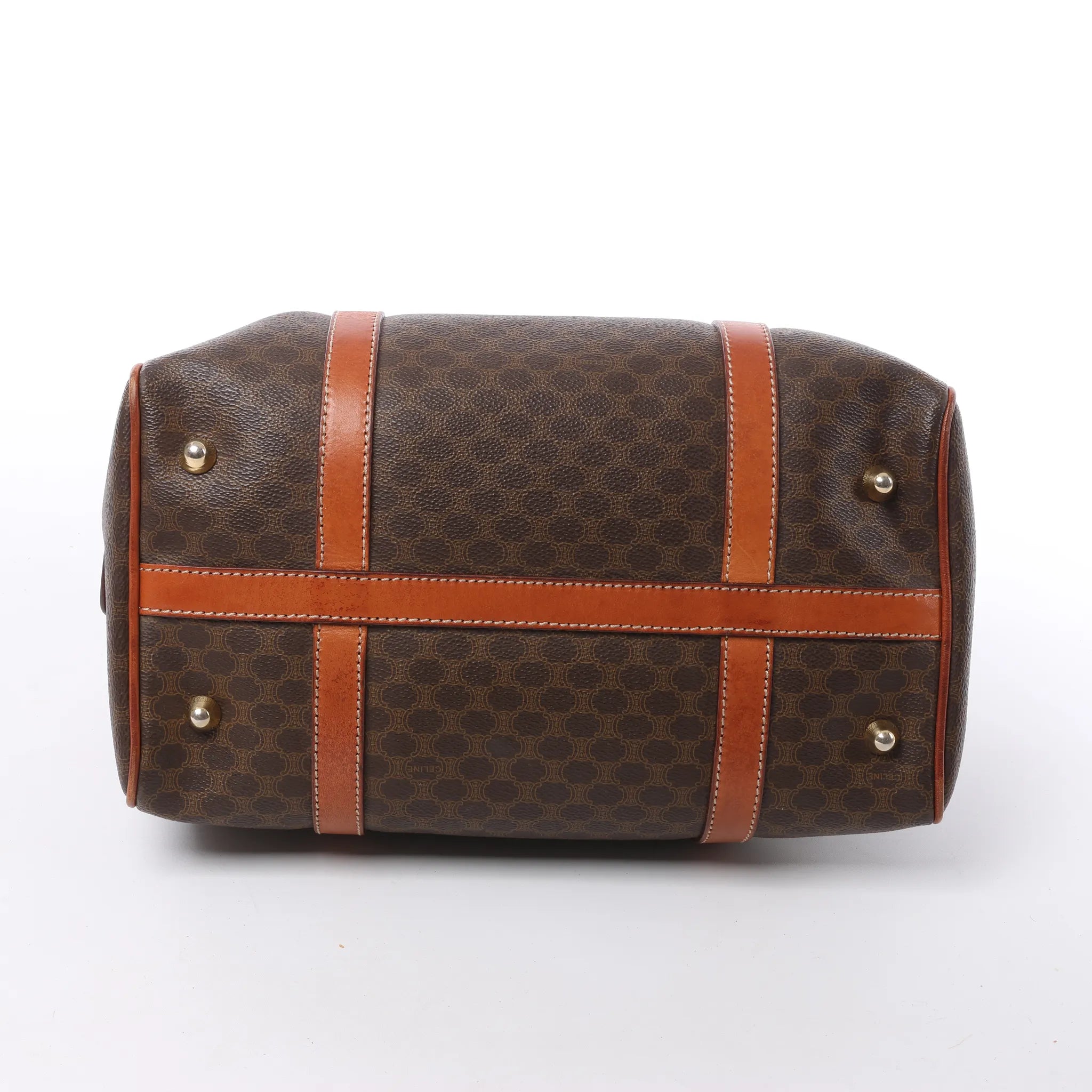 Celine Macadam Boston PVC & Leather Handbag in Brown