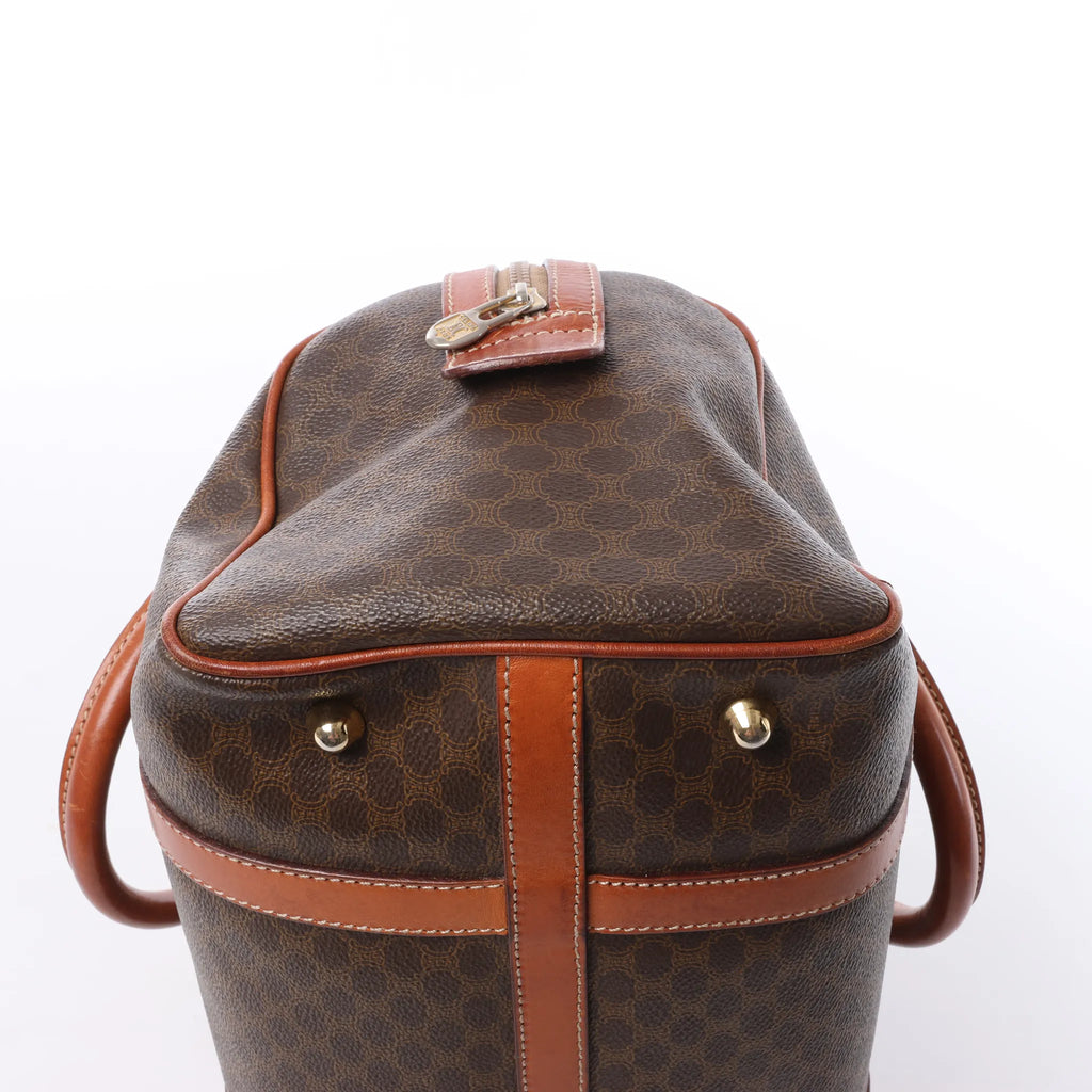 Celine Macadam Boston PVC & Leather Handbag in Brown