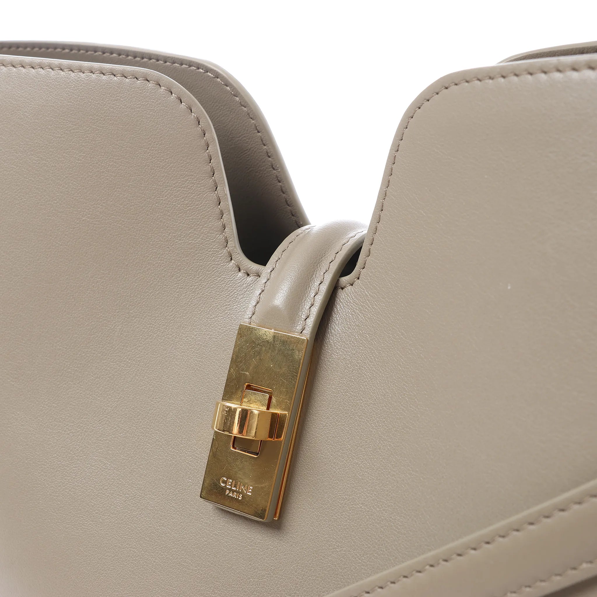 Celine Camille 16 Medium Leather 2Way Shoulder Bag in Beige