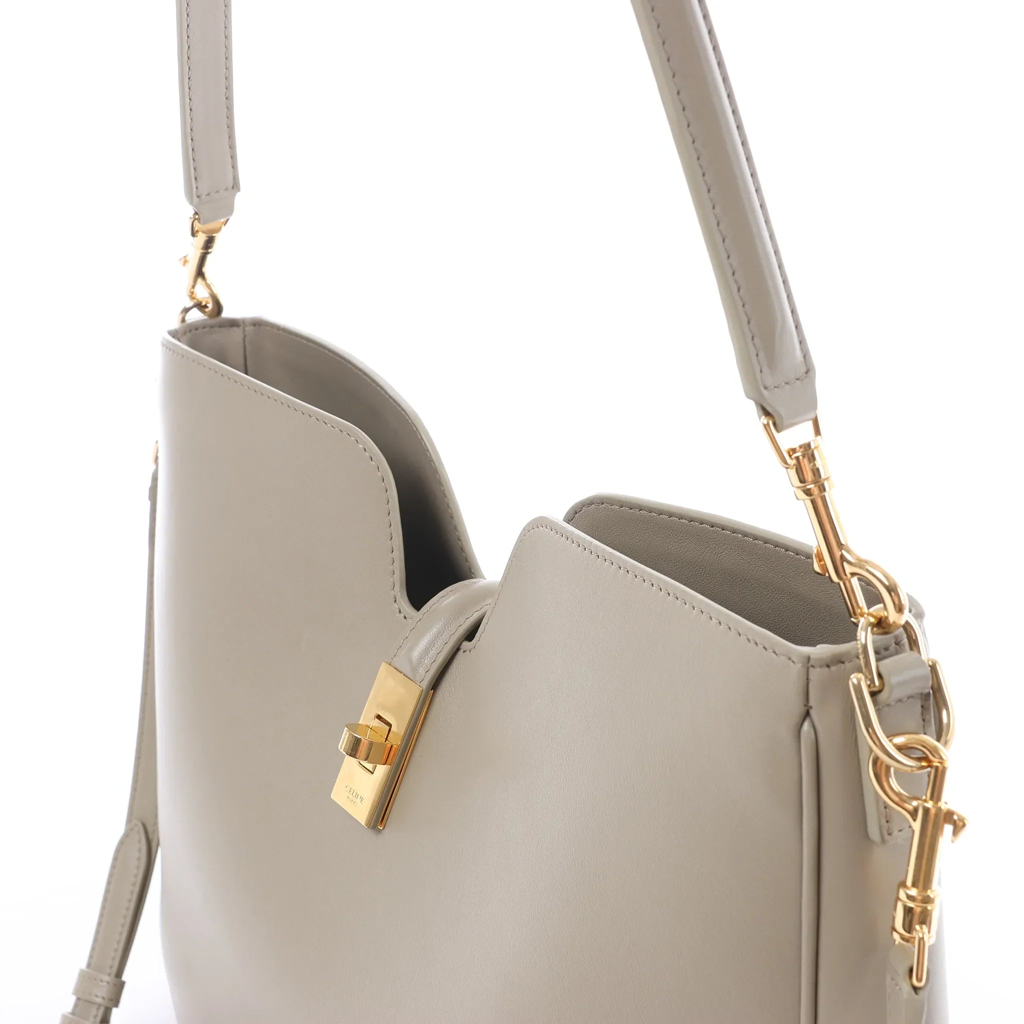 Celine Camille 16 Medium Leather 2Way Shoulder Bag in Beige