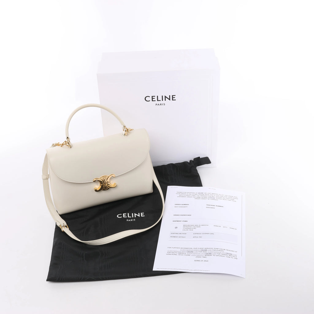 Celine Nino Medium Leather 2Way Handbag in Beige