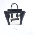 Celine Luggage Micro Leather Handbag in Black x White