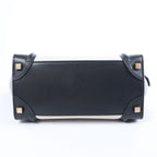 Celine Luggage Micro Leather Handbag in Black x White