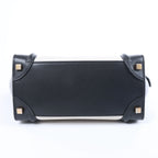 Celine Luggage Micro Leather Handbag in Black x White