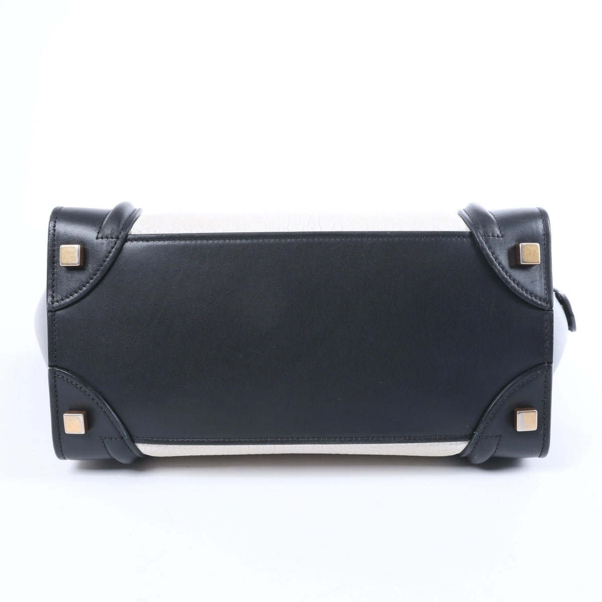 Celine Luggage Micro Leather Handbag in Black x White