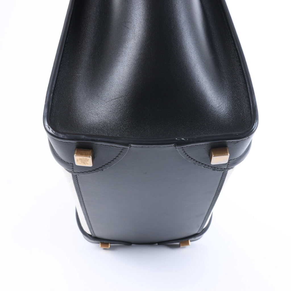 Celine Luggage Micro Leather Handbag in Black x White