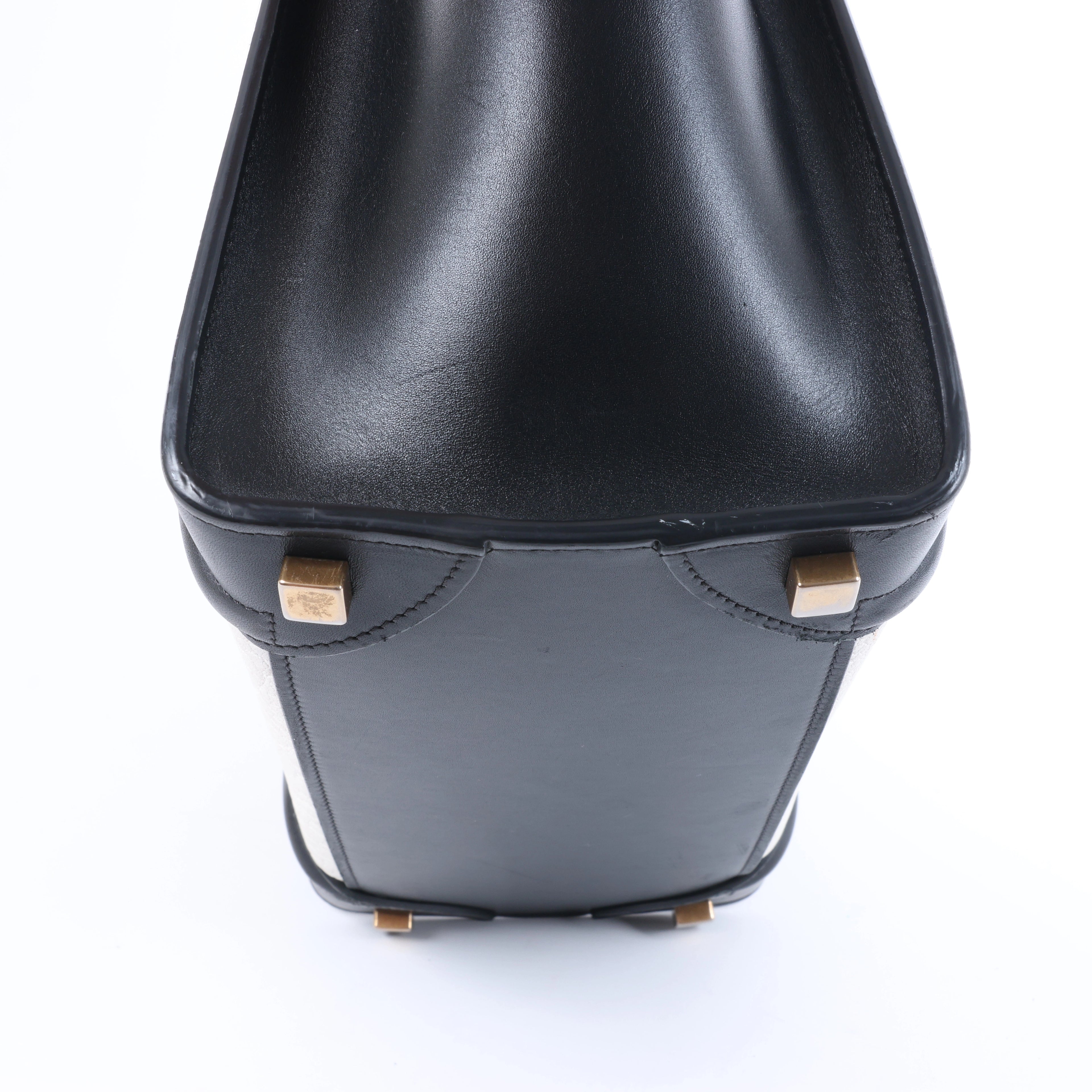 Celine Luggage Micro Leather Handbag in Black x White