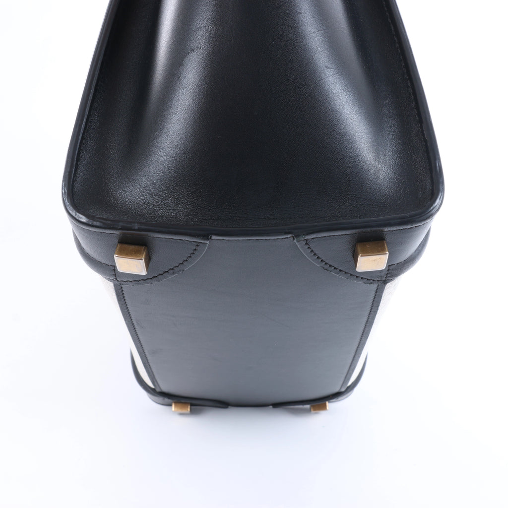 Celine Luggage Micro Leather Handbag in Black x White