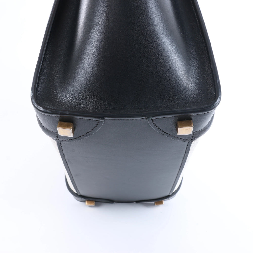 Celine Luggage Micro Leather Handbag in Black x White