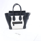 Celine Luggage Micro Leather Handbag in Black x White