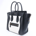 Celine Luggage Micro Leather Handbag in Black x White